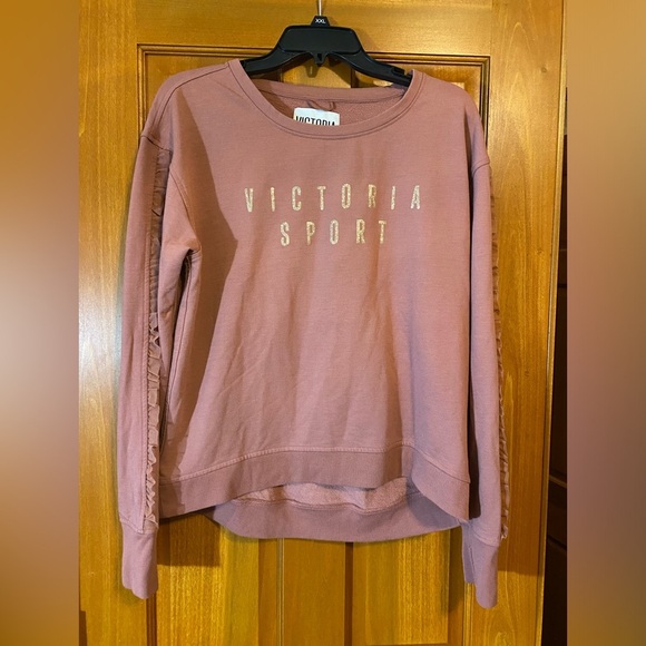 Victoria's Secret Tops - Victoria Sport Women’s Medium Ruffle Sweatshirt Pink Fleece Long Sleeve Athletic